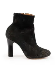 Black Suede Mesh Ankle Boots