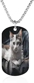 RTSEBVN Personalized Memorial Photo Pendant Custom The Pet on The Mattress Printing Picture Necklace Elegance Circle Chain Or Women Man, 23.6in（60cm）, Titanium steel, titanium steel