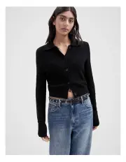 [Unison] Collared Button Through Knit in Black
