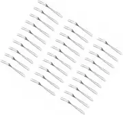 VINTORKY 30 Pcs Stainless Steel Appetizer Forks Two Prong Fruit Picks for Desserts Easy to Clean for Parties Home Restaurants and Cafes