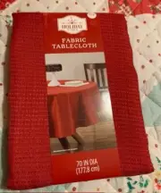 NEW 70" VALENTINE'S DAY RED TABLECLOTH FABRIC TABLECLOTH ROUND HOLIDAY TIME