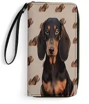 [BFGWK] Large Wallet Novelty Dachshund Dog Printing Long Wallet With Zipper Leather Wallet Suitable For Both Men And Women, style, 19.7x10.5cm