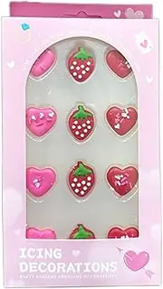Sentovac 12pcs Edible Valentines Day Cake Decorations and Cupcake Topper Decorations | Hearrts and Strawberry | Mixing Sprinkles for Valentines Day | Birthday Party Supplies