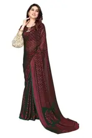 Women's Chiffon Brasso Printed Saree with Blouse Piece