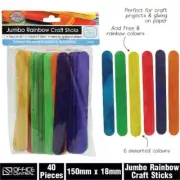 Value Set Assorted Size Rainbow Craft Stick- 5cm / 15cm x 1.8cm / 11.5cm x 1cm