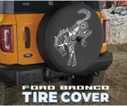 Ford Bronco 37-in Spare Tire Cover with Backup Camera Hole white print US-made