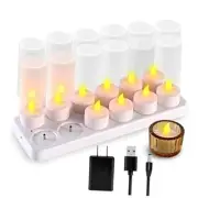 12 PCS/Set Rechargeable Candles Flameless Flickering LED Tea No Remote Control