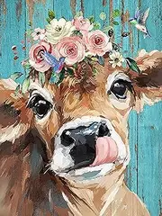 Paint by Numbers for Adults, Cow Paint by Numbers for Kids Beginner,Paint Canvas Oil Painting for Highland Cow Wall Art 12x16in