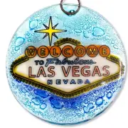 Las Vegas Sign Christmas Tree Ornament - Art Glass Light Catcher