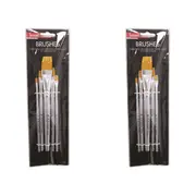 2x 5pc Jasart Gold Taklon Acrylic/Watercolour Painting Wooden Flat Brush Set SLV