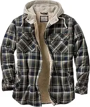 [Legendary Whitetails] Men's Camp Night Flannel Shirt Jacket with Hood and Berber Lined