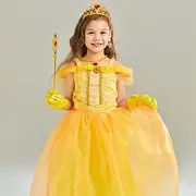 Beauty and the Beast Fairy Tale Princess Belle Flower Girl Dress Theme Party Costume Tulle Dresses Sweet Lolita Movie Cosplay for Girls' Kids Carnival Party /