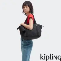 在飛比找momo購物網優惠-【KIPLING】經典黑菱格紋印花手提側背包-ART