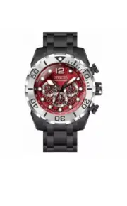 New Invicta Men's 50mm VAMPIRE Pro Diver Chronograph Black IP Red Dial SS Watch