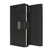 Goospery Apple iPhone XS Max Rich Diary Wallet Flip Case Leather Card Slots Magnetic Cover (Black) IPXSMAX-RIC-BLK