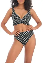 FREYA CHECK IN MONOCHROME UNDERWIRE HIGH APEX BIKINI TOP & HIGH BRIEF 30E / 8E