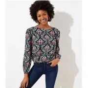 Ann Taylor LOFT XS NEW NWT Floral Trellis Wrap Back Top Rayon