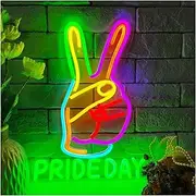Hanging Art Neon Signs Pride Day LED Neon Sign Proud LED Light USB Powered For Rainbow Colored Victory Colorful Bar Party Decor 27cm×38cm