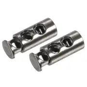 Plastic Cord Lock (0.2")50pcs, Dual Holes Spring Loaded Cord Lock Stopper Grey