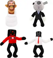 4pcs Skibidi Toilet Plush - Speakerman & Cameraman Collectible Dolls