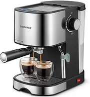 [Ihomekee] Espresso and Cappuccino Coffee Maker with Milk Frother/Steam Wand for Latte, Mocha, Cappuccino, 15 Bar Pressurized Semi-Automatic Coffee Machine, Silver and Black