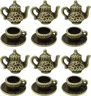 Honbay 40PCS Metal Teapot Tea Cup Charms Pendant Antique Silver Plated Coffee Mug Jewelry Findings for DIY Necklace Earring Bracelet Keychain Craft Making