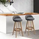 Set of 2 Fabric Bar Stool Kitchen Chair Breakfast padded seat Comfy Round Grey