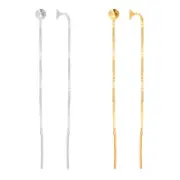 Sterling Silver Studs Pull Through Threader Earrings for Gluing Rivoli Shape 4mm