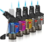 5 Pack of Cigar Torch Lighter,Mini Jet Single Flame Butane Lighters with Safety Lock, 30° & 45° Rotatable Jet Flame for Campfires, Candle, Fireplaces, Christmas Party Favors (5 Pack)