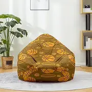 Morbuy Bean Bag Cover, 3D Basketball Print Sofa Cover Lazy Lounger Bean Bag No Filler Detachable Washable Puff Sofa Lounge Recliner Sac for Indoor Outdoor (100x120cm,Brown Basketball)