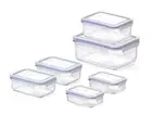 Glasslock Tempered Glass Rectangular Food Container Set, 6 Piece