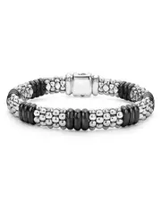 Lagos Sterling Silver Black Caviar Black Ceramic Beaded Bracelet