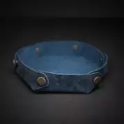Handmade Leather Dice Tray Rolling Tray Mat Blue DND RPG Table-top Accessory