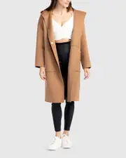 [Belle & Bloom] Sunday Morning Wool Blend Hooded Coat - Camel