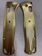 1Pair Brass Knife Scales for Benchmade 535 Bugout DIY Accessories Radial Stria