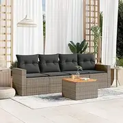 Patio Furniture Sets 5 Piece Garden Sofa Set with Cushions Grey Poly Rattan