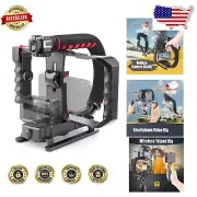 Compact Handheld Stabilizer with Triple Cold Shoe for All Cameras & Smartphones