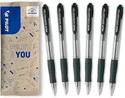 PILOT Super Grip Ballpoint Pen Set of 6 in M (Black)