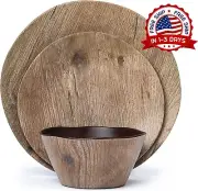 12 piezas Juego de vajilla de melamina platos tazones aptos para lavavajillas