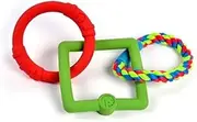 Petface Triple Tug Ring Rubber and Rope Dog Toy, Red/Green