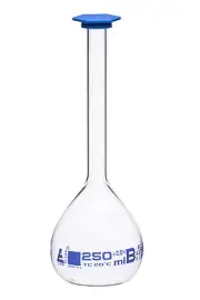 Eisco Labs 250ml Volumetric Flask with Snap Cap, Class B, Borosilicate Glass