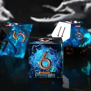Role dice DND Dice Set, 7-Piece Polyhedral Dice in Gift Box for Dungeons & Dragons, Pathfinder & Tabletop Games, Handmade Precision Balanced RPG Dice(Blue Black)