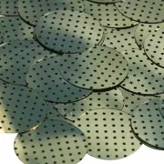Round Sequin 1.5" Black Polka Dot on Gold Metallic