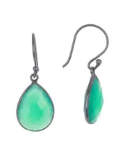 ADORNIA Rhodium Plated 7.00 ct. tw. Green Onyx Drop Earrings