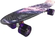 Skateboard Mini Cruiser Board 22 Inch X 6 Inch Retro Longboard Skate Long Board Graphic Galaxy Purple