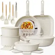 23 Pcs Pots and Pans Set Non Stick, Ceramic Cookware Set Detachable Handle,
