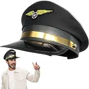 Pilot Cap - Airplane Halloween Costume Cap,Airline Theme Pilot Hat, Adult Navy Pilot Airline Captain Hat for Captain Halloween Cosplay Supplies