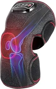 Knee Massager with Heat, Air Compression Knee Brace Wrap for Arthritis Pain Relief, Heated Knee Massager for Circulation and Pain Relief,3 Modes & 3 Intensities (QN-031KS)