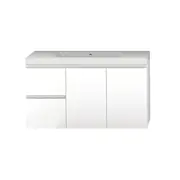 Forme 1200mm White Mont Albert Wall Hung Vanity With Polymarble Top - LH Drawers