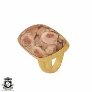 Size 8.5 - Size 10 Adjustable Bird Eye Jasper 24K Gold Plated Ring GPR701